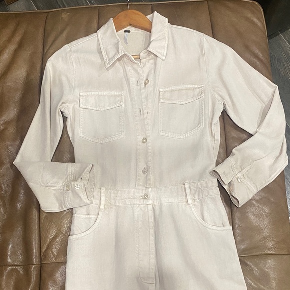 Young Fabulous & Broke Pants - Young Fabulous & Broke Light Cream Utility Jumpsuit dress